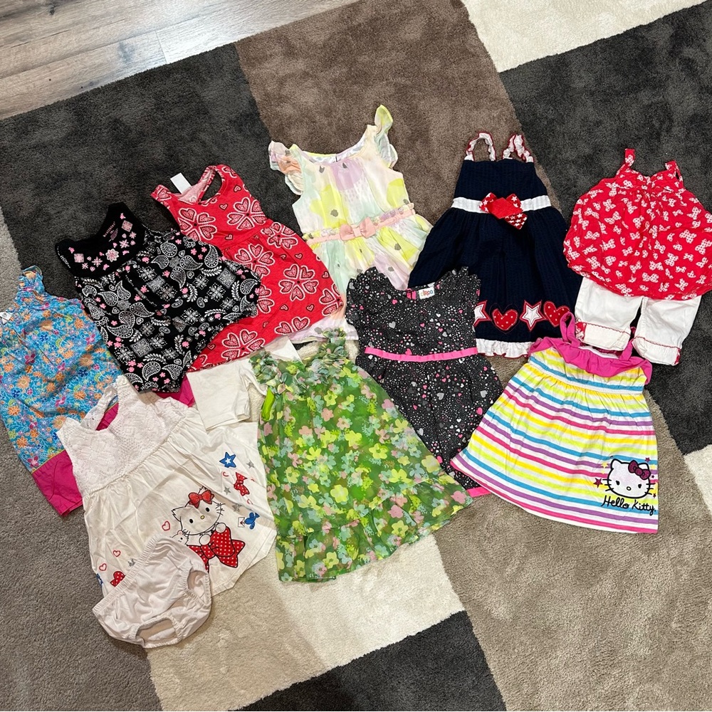 Floral and Striped Kids Dress Set and outfits